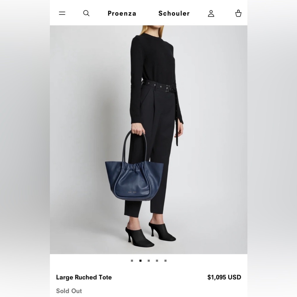 Proenza Schouler Large Rouched Tote Dark Navy *Needs Strap Repaired*
